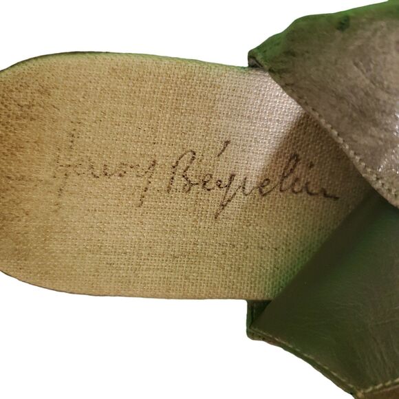 Henry Beguelin Embossed Leather Open Toe Ankle Booties Sandal Gray Sz 37.5/7-7.5 - Picture 9 of 9